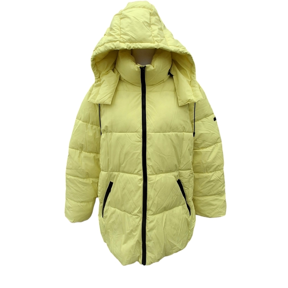 BCBGeneration Paris Puffer Jacket Hooded Yellow Full-Zip Women Plus Size XXL - Picture 4 of 16